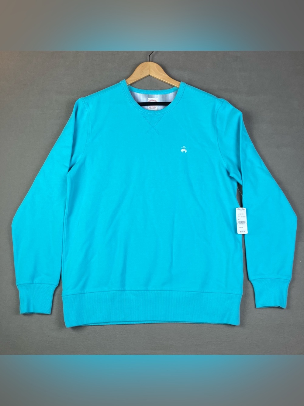 Brooks Brothers Men's Size M Light Blue Crewneck Sweatshirt Pullover Logo NWT! N